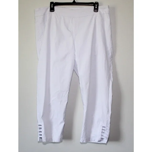 NWT Soft Surroundings Super Stretch Lattice Capri Pull On Pants Wht Plus Size 1X - Picture 10 of 13